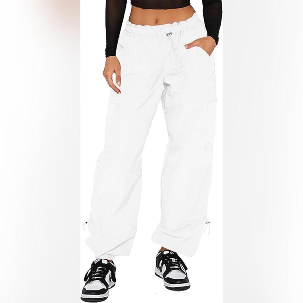 NWOT Waitfairy Y2K Drawstring Waist Cargo Parachute Pants, Small